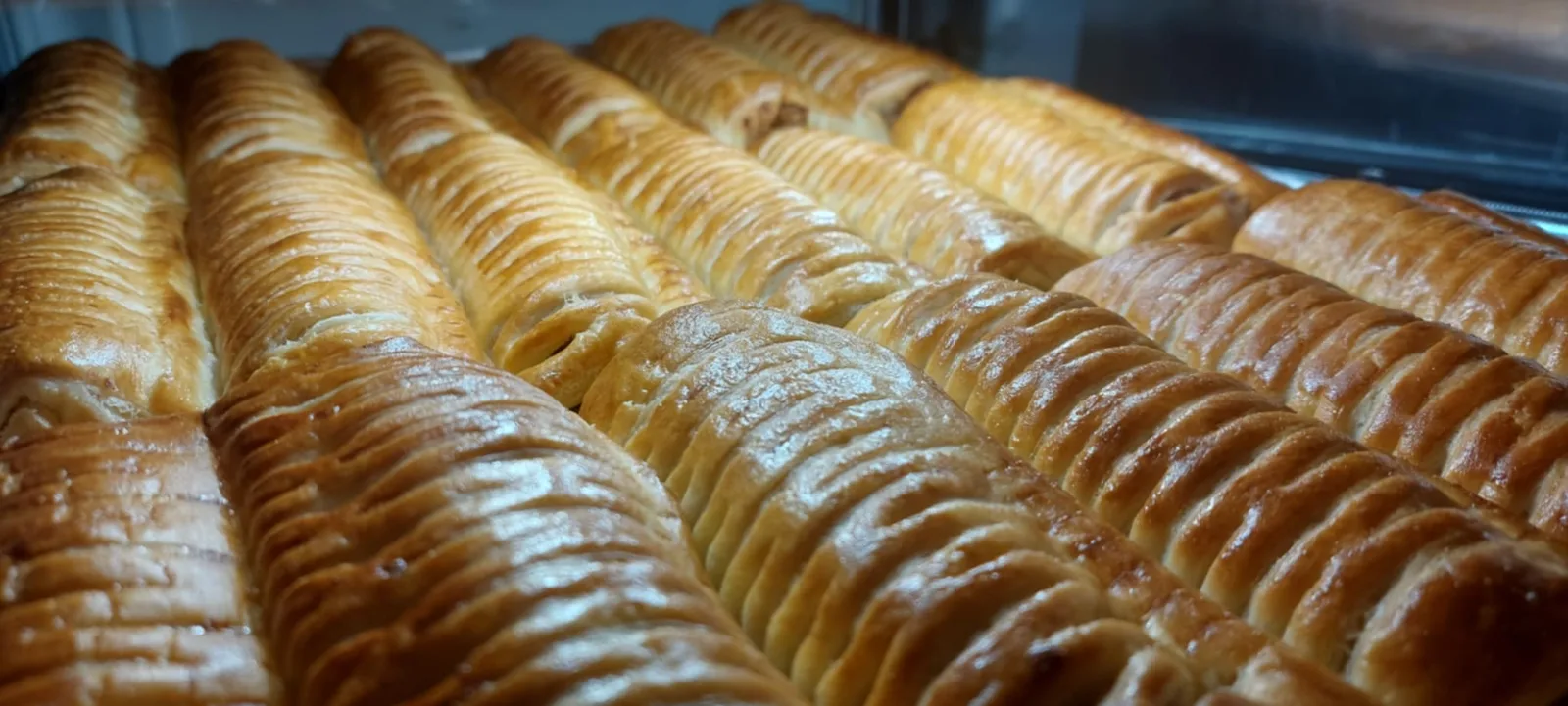 Freshly baked Eastend sausage rolls ready to share.